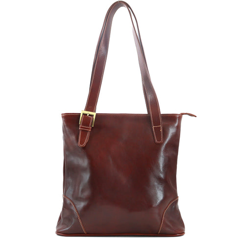 Italian Leather Shoulder Bag Women's Crossbody Floto Tavoli Brown 2